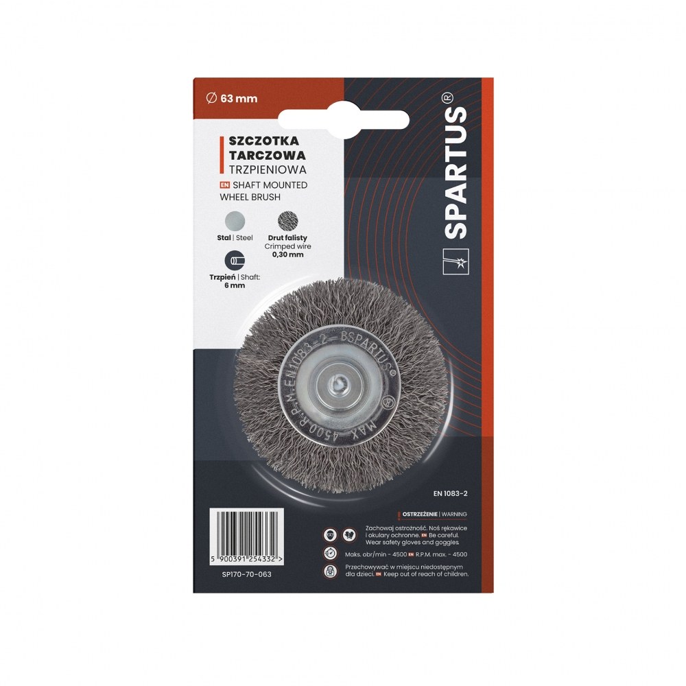 Szczotka tarczowa trzpieniowa, drut stalowy