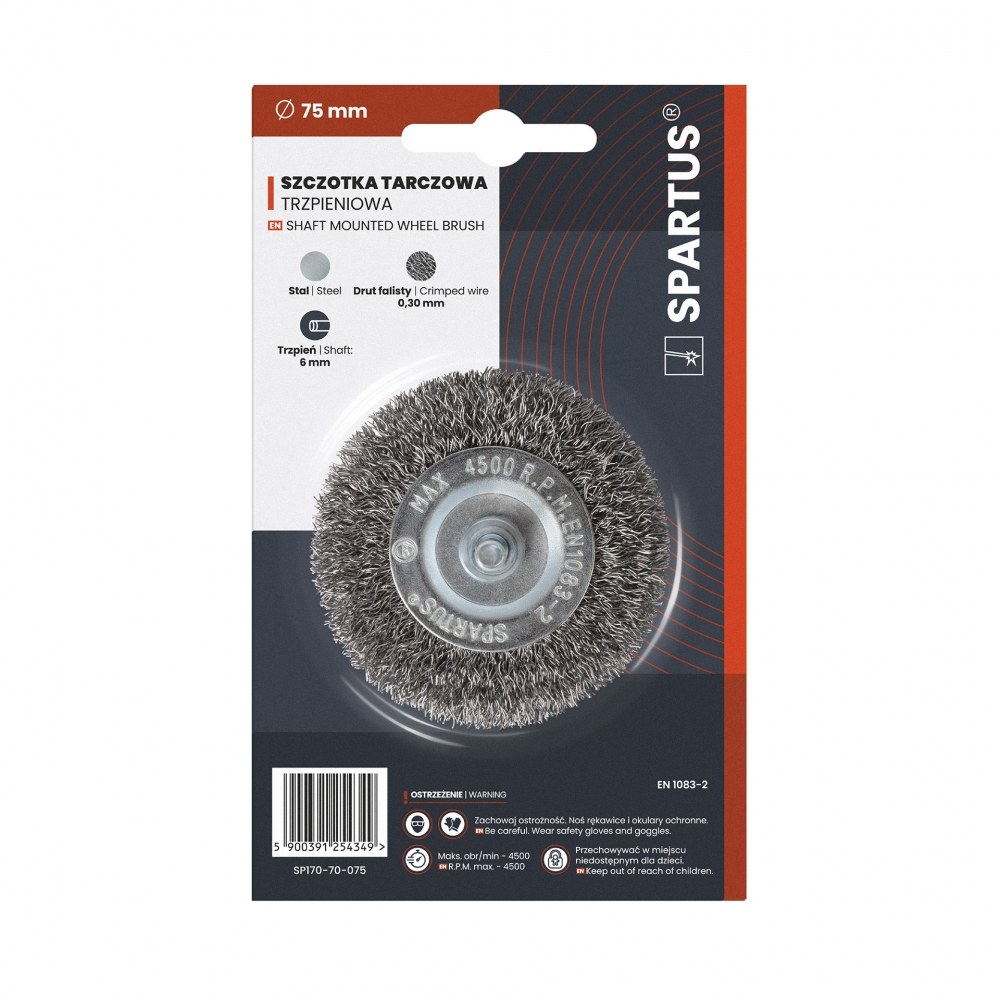 Szczotka tarczowa trzpieniowa, drut stalowy