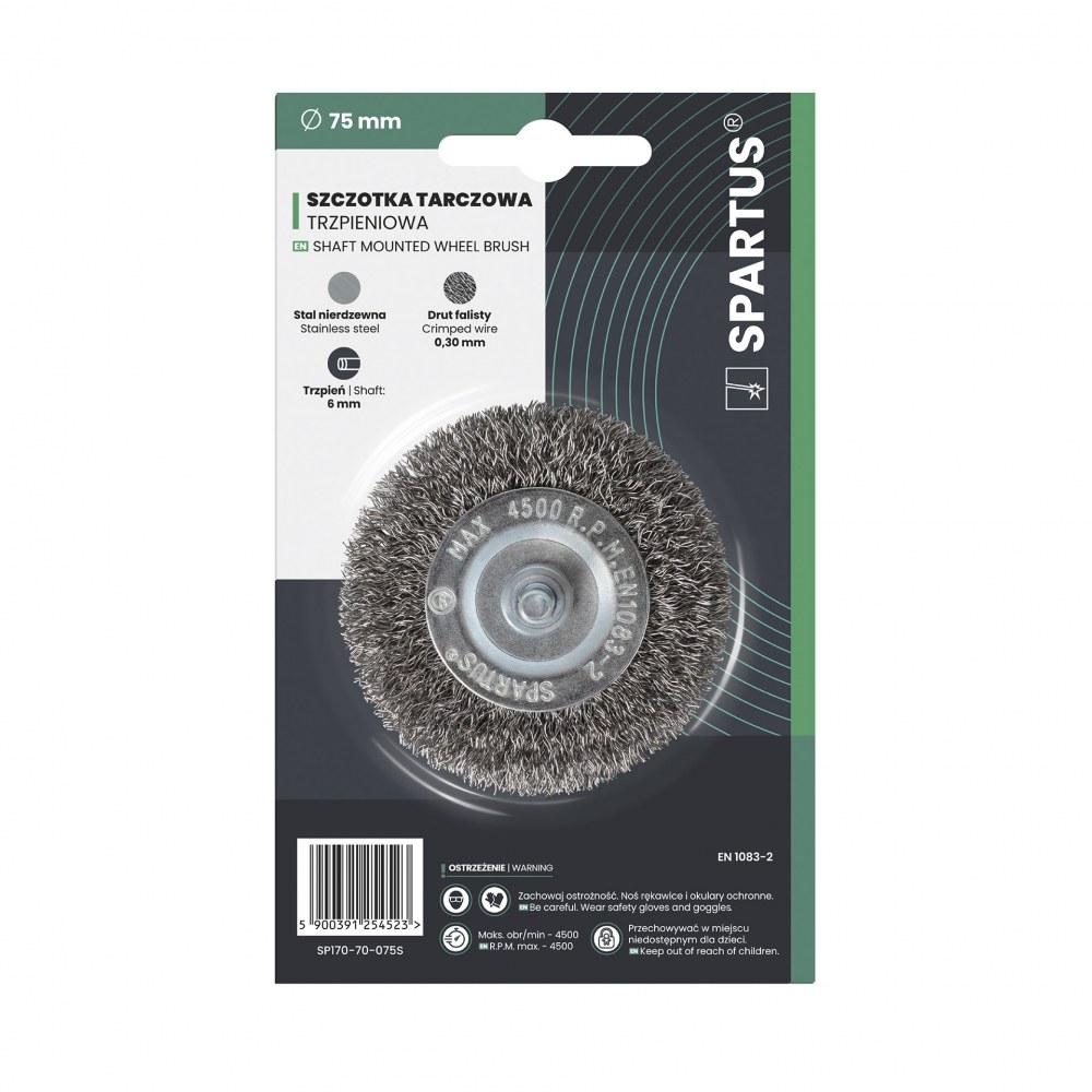 Szczotka tarczowa trzpieniowa, drut nierdzewny