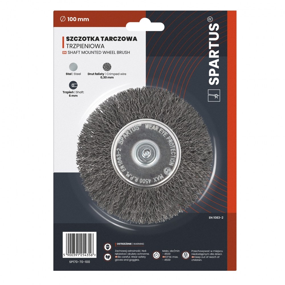 Szczotka tarczowa trzpieniowa, drut stalowy